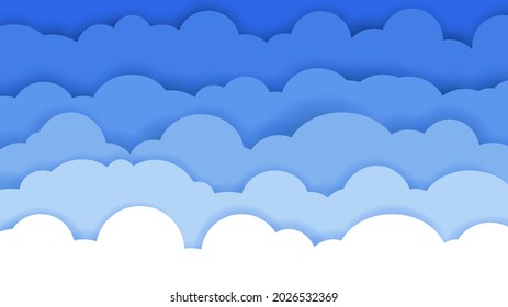 Himmel und Wolken. blauer abstrakter Hintergrund. Flaches Design für Cartoon Poster, Flyer, Postkarten, Webbanner. Cloudscape-Hintergrund. Vektorgrafik.