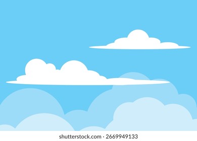 Cielo con diseño plano de Ilustración vectorial azul de las nubes