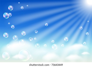 Sky, clouds, bubbles  and  sunshine