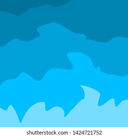 Sky and clouds. Cartoon cloudy background. Heaven scene with blue sky and white cloud. Vector template illustration 