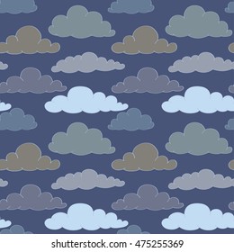 sky with clouds cartoon style background, seamless pattern. design for children products, cards, banners