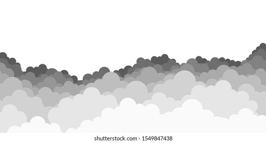 Sky with clouds. Dark clouds on white background. Vector illustration