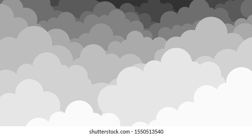 Sky with clouds. Dark clouds on white background. Vector illustration