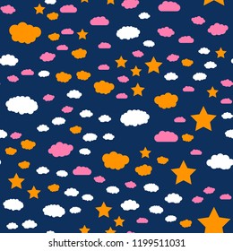 Sky and clouds. Flat geometric pattern texture. Multicolor abstract background for print and textile Sky and clouds. Flat geometric pattern texture. Multicolor abstract background for print and textile