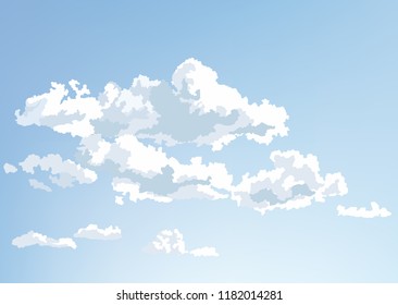 Sky with clouds, heaven, sunny day, vector illustration.