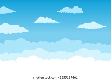 Sky with Clouds illustration in flat style. Sky and clouds background