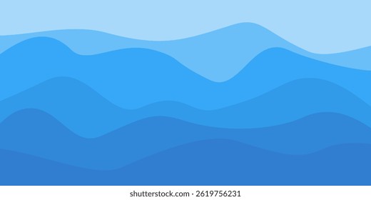 Sky with Clouds illustration in flat style. Sky and clouds background. Cloudy vector cartoon illustration in blue color. Nature abstract wallpaper.