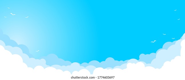 Sky clouds landscape background design. Sunny day. Illustration, vector