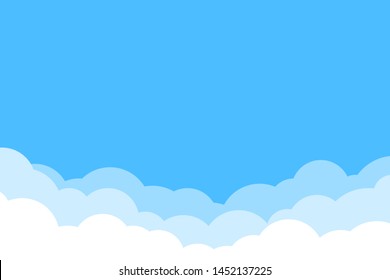 Sky with clouds on a sunny day. Vector illustration