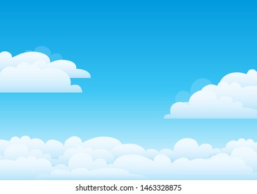 Sky with clouds on a sunny day. Sky and clouds background. Stylish design with a flat poster, flyers, postcards, web banners. Vector illustration.