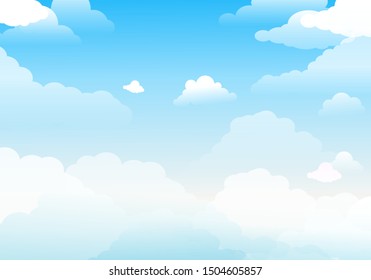 Sky with clouds on a sunny day. Vector illustration