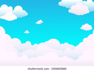 Sky with clouds on a sunny day. Vector illustration