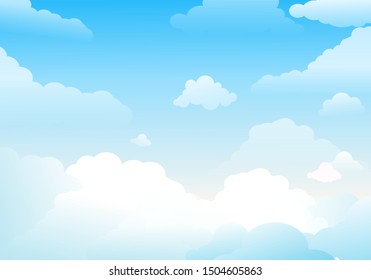 Sky with clouds on a sunny day. Vector illustration