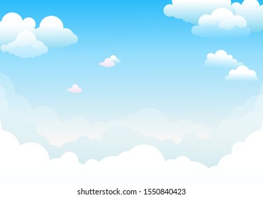 Sky with clouds on a sunny day. Vector illustration