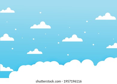 Sky with clouds on a sunny day. Vector illustration