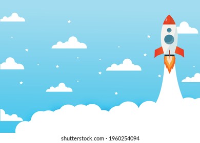 Sky with clouds on a sunny day. Vector illustration