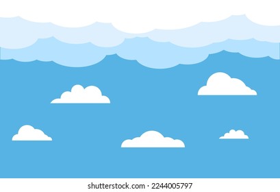 Sky with clouds on a sunny day. Sky and clouds background. Stylish design with a flat poster, flyers, postcards, web banners. Vector illustration.