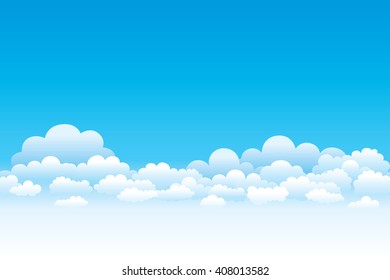 Sky with clouds on a sunny day. Vector illustration