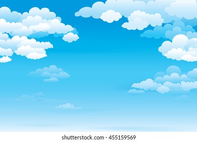 Sky with clouds  on a sunny day. Vector illustration