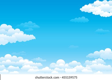 Sky with clouds  on a sunny day. Vector illustration