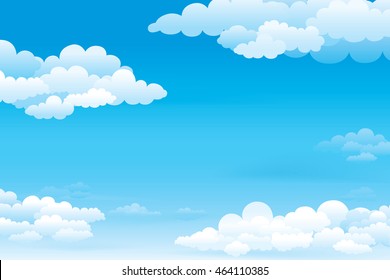 Sky With Clouds  On A Sunny Day. Vector Illustration