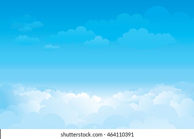 Sky with clouds  on a sunny day. Vector illustration