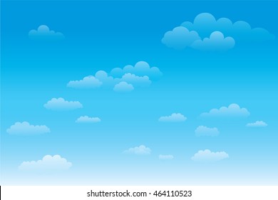 Sky with clouds  on a sunny day. Vector illustration