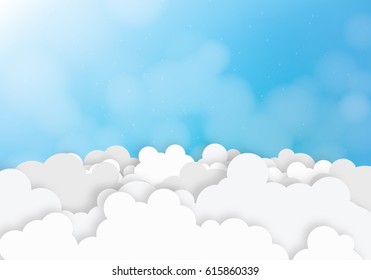 Sky with clouds on a sunny day. Vector illustration