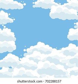 Sky with clouds on a sunny day. Vector illustration