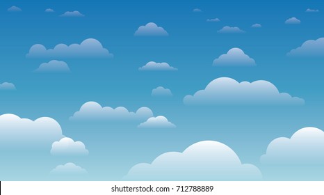 Sky with clouds on a sunny day - vector illustration
