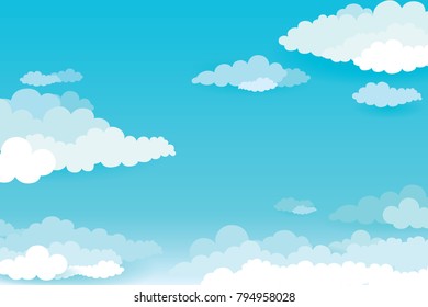 Sky with clouds  on a sunny day. Vector illustration