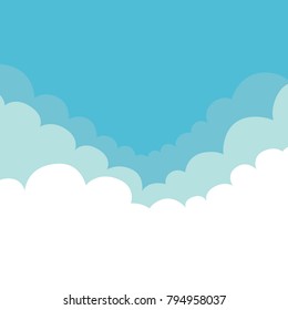 Sky with clouds  on a sunny day. Vector illustration