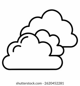 Sky clouds outline icon on white background