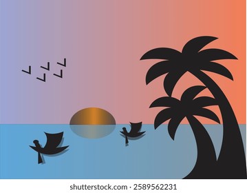 sky clouds over sea in the evening with orange