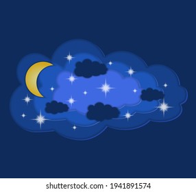 sky and clouds paper cut art banner vector illustration background for you design