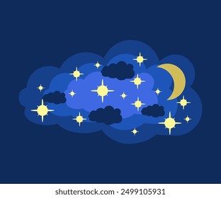 sky and clouds paper cut art banner vector illustration flat style background for you design