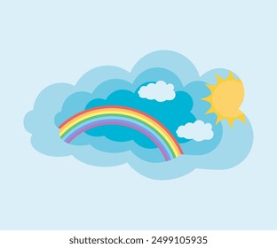 sky and clouds paper cut art banner vector illustration flat style background for you design