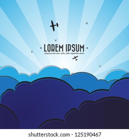 sky - clouds and planes - vector design template