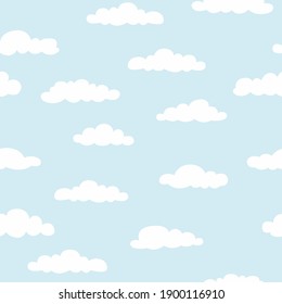 Cielo con nubes. Patrón sin foco. Ilustración vectorial.