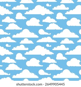 Sky clouds Seamless pattern vector Illustration.