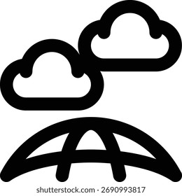 Cielo, nubes, icono de contorno de esfera