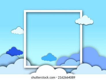 Sky clouds  with stars paper cut style. 
