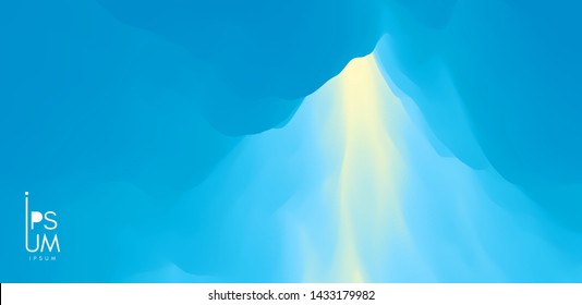 Sky with clouds. Sun rays bursting through the clouds. 3d vector Illustration. 
