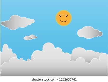 Sky with clouds and with sun vector