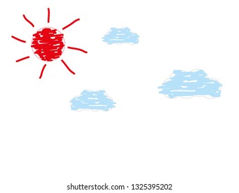 sky with clouds and sun vector 