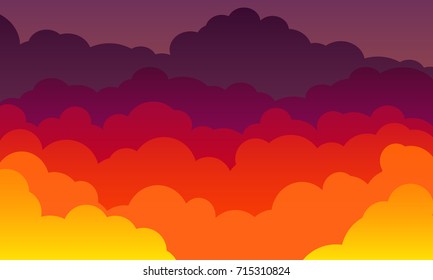 Sky and Clouds at sunset or sunrise. Vector illustration.