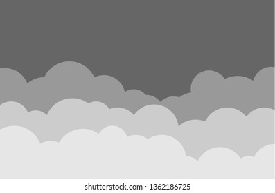 Sky and clouds vector cloudy cartoon isolated on dark background . 
