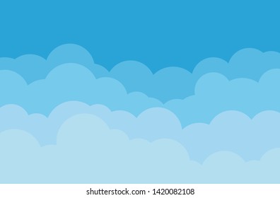 Sky and clouds vector cloudy cartoon isolated on blue background .