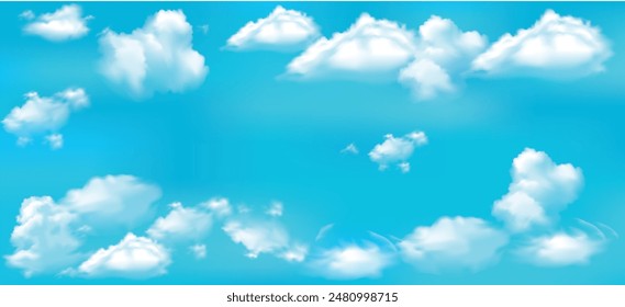 Sky and clouds in vector with mesh effect. blue background