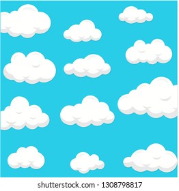 fondo vectorial azul blanco nubes cielo